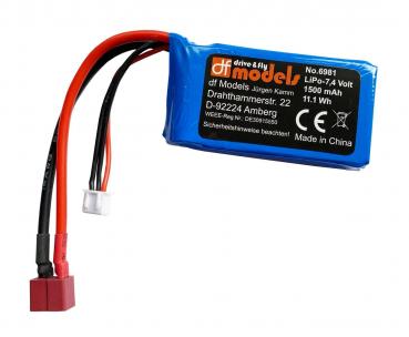 LiPo Akku 7,4 Volt - 1500mAh - T-Plug