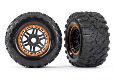 REIFEN AUF FELGE MONTIERT FELGE SCHWARZ/ORANGE MAXX ALL-TERR TRAXXAS