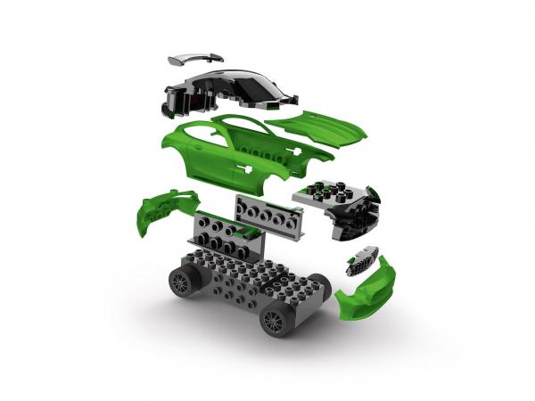 Build 'n Race Mercedes-AMG GT R, grün Auto-Bausatz mit Rückziehmotor für Kinder ab 4