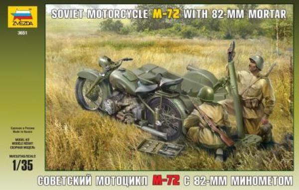 1:35 WWII Rus. Motorrad M-72 with 82-mm Mortar