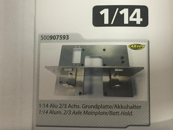 1:14 Alu 2/3 Achs Grundplatte/Akkuhalter