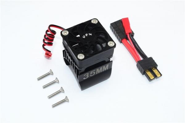 ALUMINUM 35MM MOTOR HEATSINK WITH COOLING FAN - 9PC SET GPM TRX TRX4 DEFENDER TRX6 BLACK