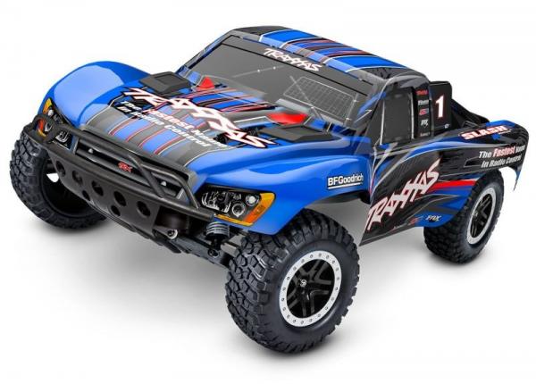 TRAXXAS Slash 1/10 2WD Short-CourseTruck blau RTR BL-2S Brushless, ohne Akku/Lader mit Clipless *neuer Preis