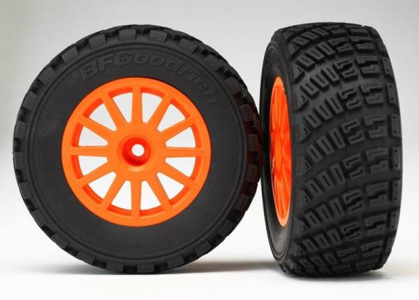 RALLY REIFEN AUF 2.2/3.0 FELGEN ORANGE (2) TRAXXAS RALLY, 4X4 V/H & 2WD HINTEN (TSM RATED)